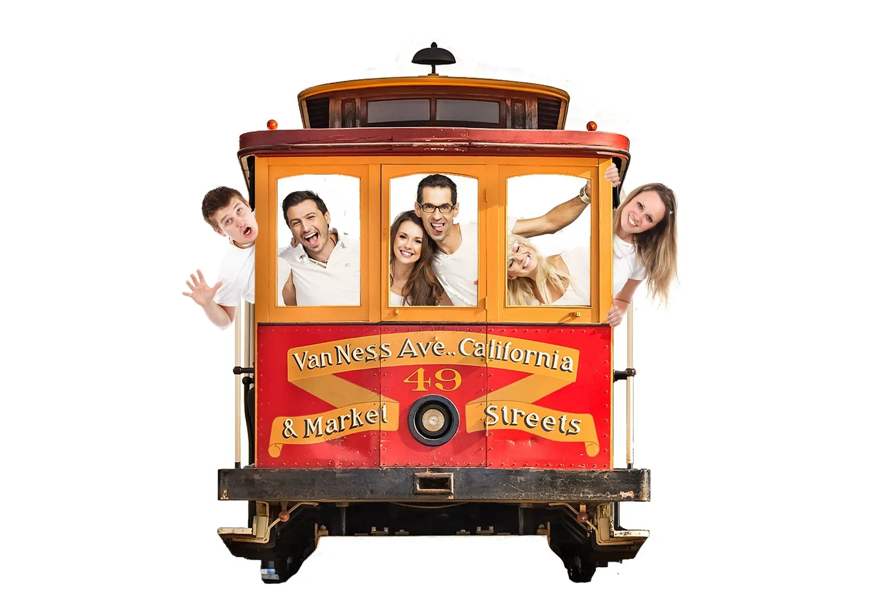 Guests stepping in front of the green screen