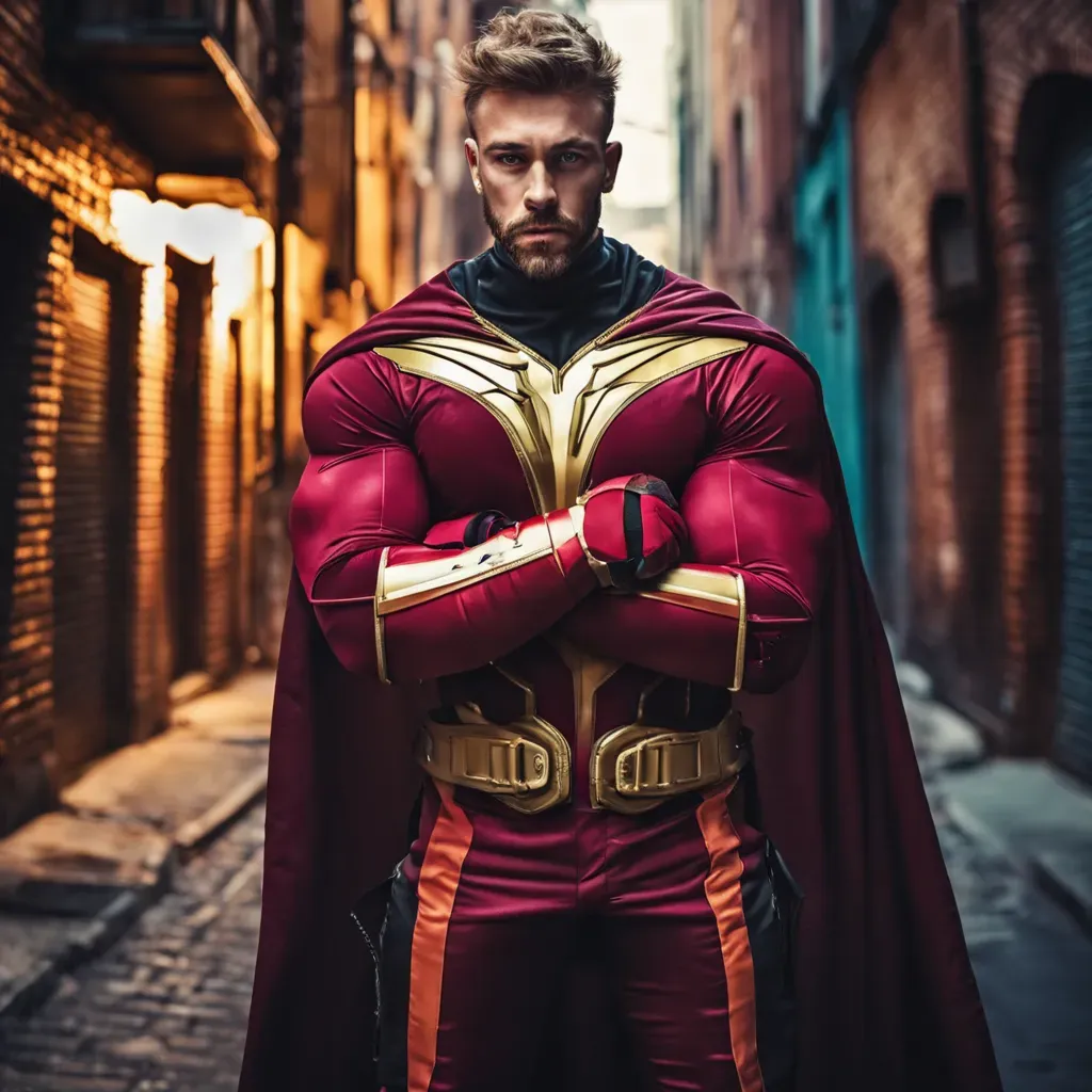 Guest as a superhero in a green screen activation